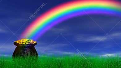 Pot of Gold at End Rainbow (Reveal + Loop)