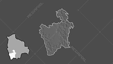 Potosi - department of Bolivia, extruded and isolated. Grayscale