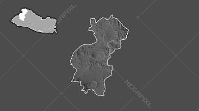 Santa Ana, El Salvador, extruded and isolated. Grayscale