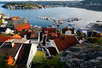 Areal view of the Kragero and fjord, Norway