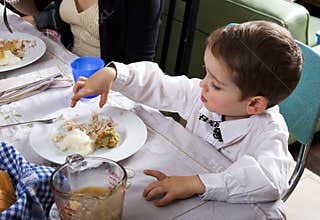 Boy and Thanksgiving Turkey