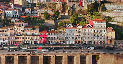 Porto city and Ribeira district from Douro River