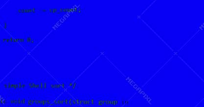 Isolated green programming code on a blue background.