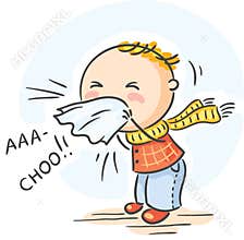 Child has got flu and is sneezing