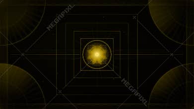 Abstract Golden Geometric Tunnel with Central Starburst Effect