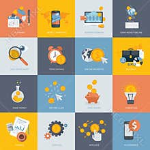 Set of flat design concept icons for finance