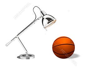 Realistic Vector desk lamp and a basketball