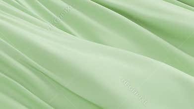 Smooth green fabric flow soft folds 3d animation silk background wave cloth satin pastel wavy texture elegant minimal