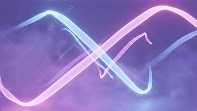 Abstract Glowing Lines in Purple and Blue Move Gracefully