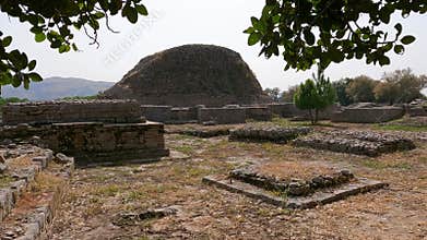 Dharmarajika Stupa surrounded by small votive stupas