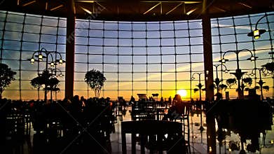 Airport Travelers Time Lapse People Silhouette Sunset