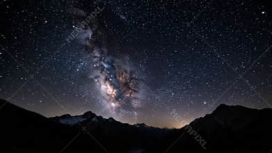 milky way over the mountains at night