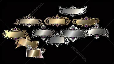 Decorative ornate frames with jewels on a dark background, ideal for invitations or announcements