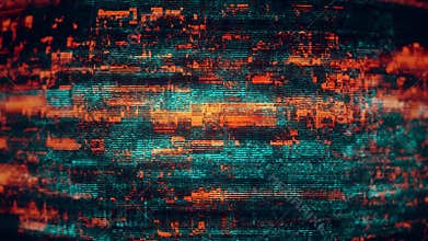 Glitch TV Noise Abstract With Colorful Horizontal Stripes And Digital Distortion