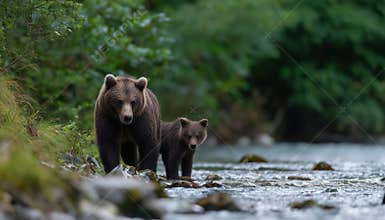 Mother Bear And Baby Cross River