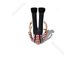French 3D Cartoon character head on the ground
