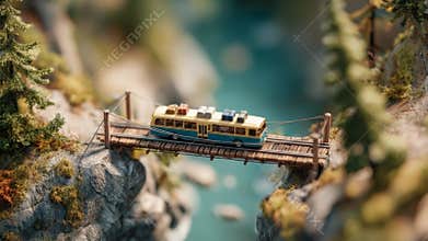 Miniature bridge with buses