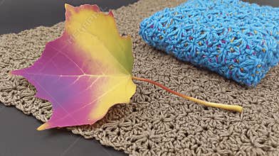 Fall Crochet Patterns Featuring Colorful Leaves and Textured Yarn on a Cozy Surface