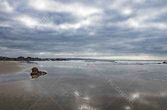 Cloudy autumn sky on Cornwall beach