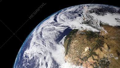 planet Earth which appears rotating very slowly - Europe area, North America - seamless animation