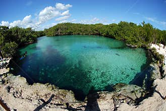Clear scuba diving pool