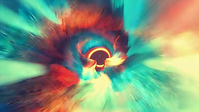 Abstract Psychedelic Journey Down a Brightly Colored Crystalline Cosmic Wormhole Tunnel Vortex