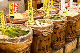 Traditional food market in Japan.