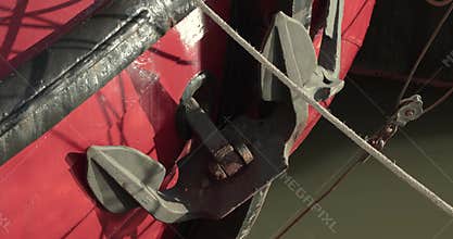 Anchor on a ship on a canal