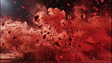 Cinematic Slow Motion Impact of Brick Shattering with Massive Dust Cloud