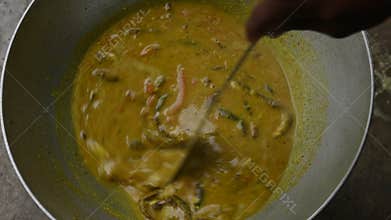 Small Snakehead or Channa orientalis fish curry.