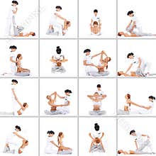 Collage of a woman on a Thai massage procedure