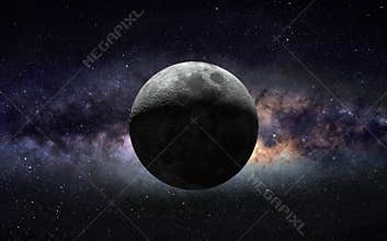 Moon and galaxy