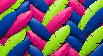 Vibrant Tropical Banana Leaf Pattern in Neon Colors