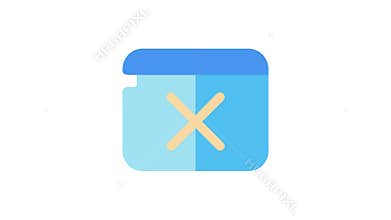 Blue calendar icon with cancel sign on white background