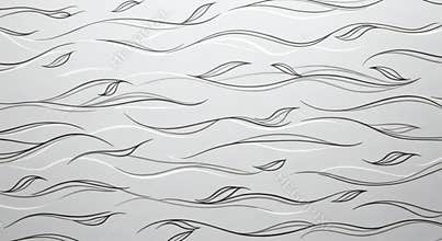 Elegant Swirling Lines and Leaves Pattern on White Background