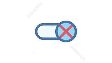 Toggle button in off position with a cancel symbol