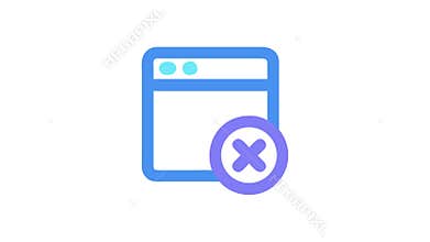 Web window with delete icon on white background