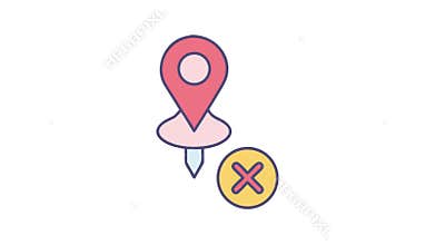 Simple location pin and cancel icon illustration graphic