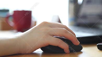 Close up woman browsing on interent website