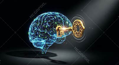 Brain key intelligence mind memory solution unlock knowledge success idea innovation power