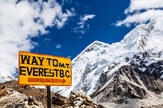Mount Everest signpost Himalayas