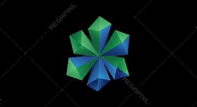 Abstract Geometric Flower on Black