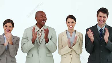 Business people clapping