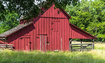 Old Red Barn on an Amish farm