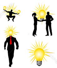 Lightbulb Idea People Silhouettes