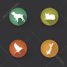 Pet Icons Set. Vet Symbols. pets icon silho