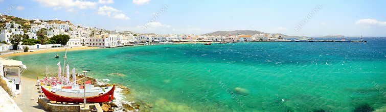 Panorama of Mykonos Chora, Mykonos island, Cyclades archipelago, Greece
