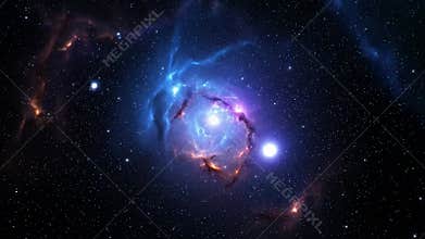 Birth of Stars in a Distant, Unseen Galaxy Representing the awe inspiring process of stellar formation through abstract light