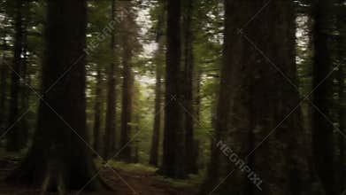 Visualizing a dynamic video effect where a dense forest scene is progressively consumed by digital noise, scratches, and a