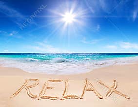 Word relax on the tropical beach